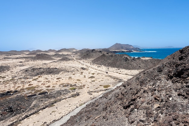 zand en vulkanische zone in het eilandje Lobos