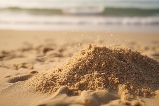 Foto zand op de achtergrond van de zee