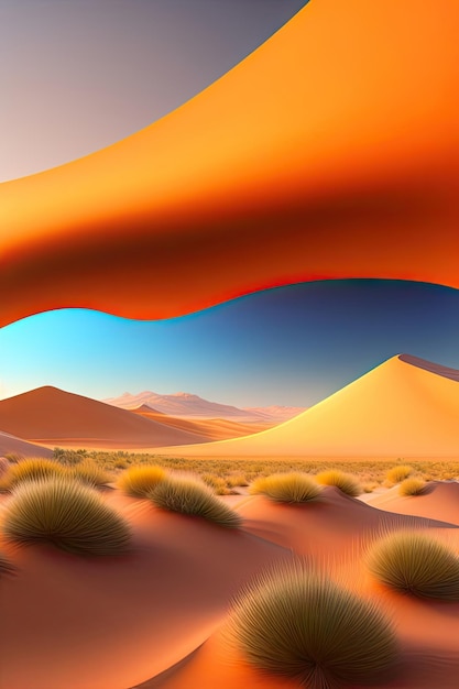 Zandduinen in de woestijn Abstracte achtergrond Digitale kunst 3d illustratie