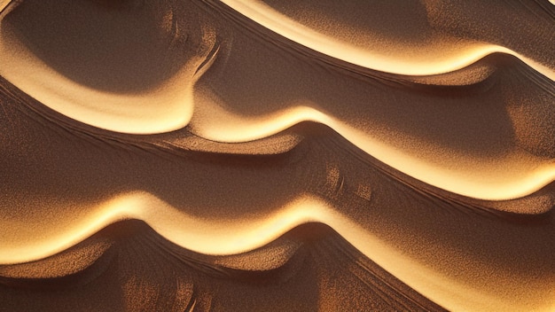 Zandduinen in de woestijn met de zon erop vanuit bovenaanzicht