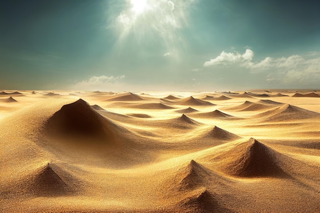 Zandduinen in het hete en droge woestijnlandschap in de woestijn