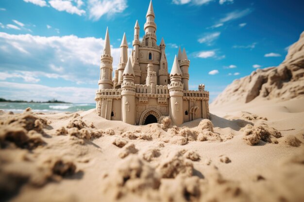 zandkasteel van een dag op het strand