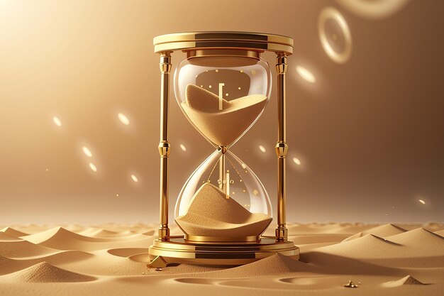 Zandklok vintage klok timer met doorzichtig glas en gouden deeltjes