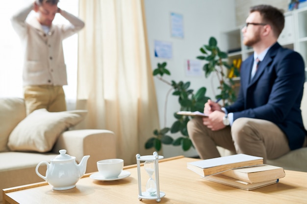 Zandloper in psycholoog Office