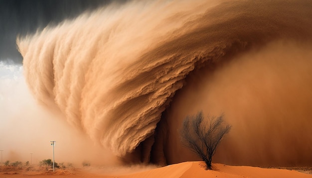 Foto zandstorm in de woestijn generatieve ai