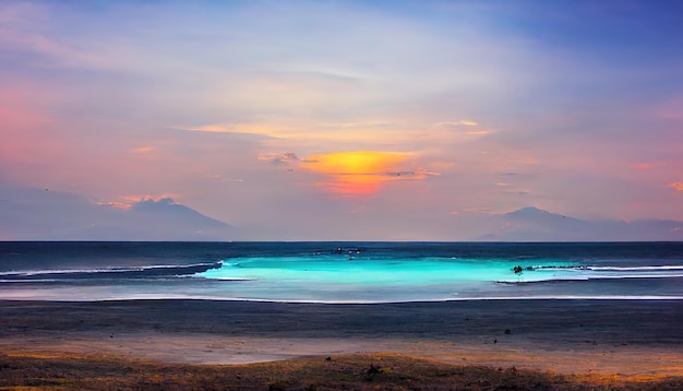 Zandstrand Bali landschapBali Changu schilderij illustratie