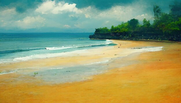 Zandstrand Bali landschapBali Changu schilderij illustratie