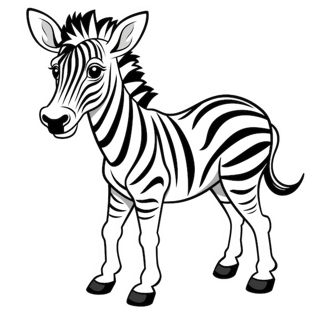 Zany Zebra 대담한 만화 디자인과 두꺼운 BlackandWhit이 포함된 즐거운 어린이 색칠 공부 책