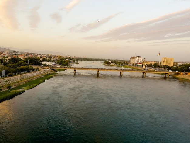 The Zarafshon River in Khujand in Tajikistan