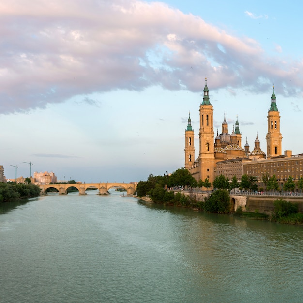 Zaragoza Basilica Spain Panorama