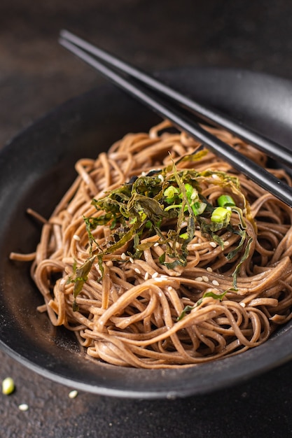 Zaru soba buckwheat noodles soba fresh portion meal snack on the table copy space food background