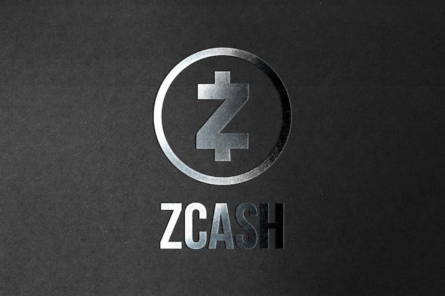 Zcash-munt cryptocurrency en modern bankconcept Foto-realistisch uiterlijk in zilveren stijl