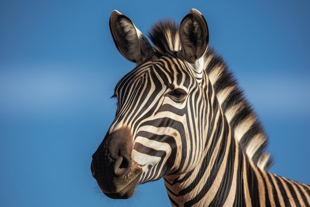 Zebra Against Sky Blue Background Generative AI