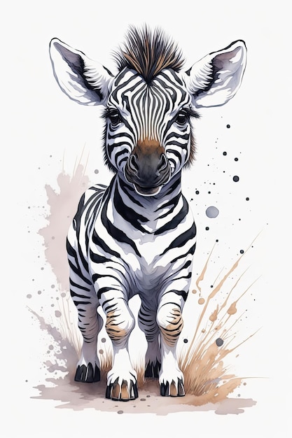 Zebra aquarel schilderij op witte achtergrond