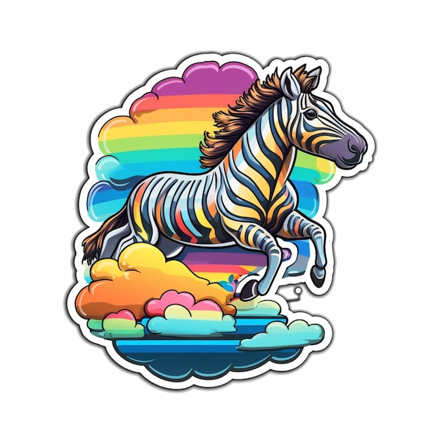 Photo zebra in the clouds sticker generative ai