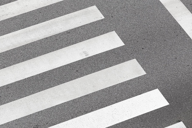 Zebra crossing background High angle view of a crosswalk No people