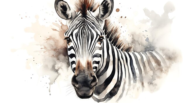 Zebra dierlijke aquarel illustratie witte achtergrond