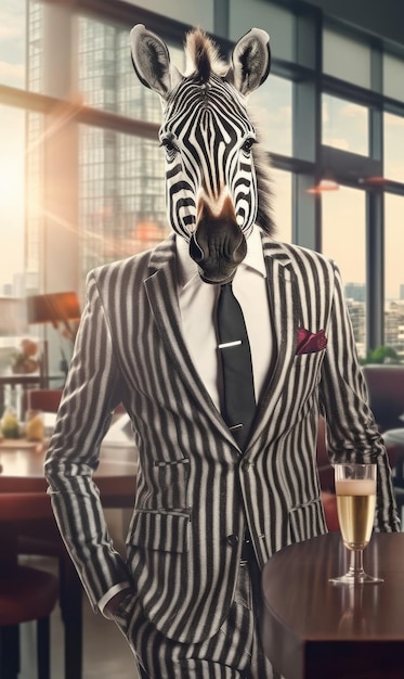 Foto zebra vestita con un abito come un uomo d'affari ia generativa