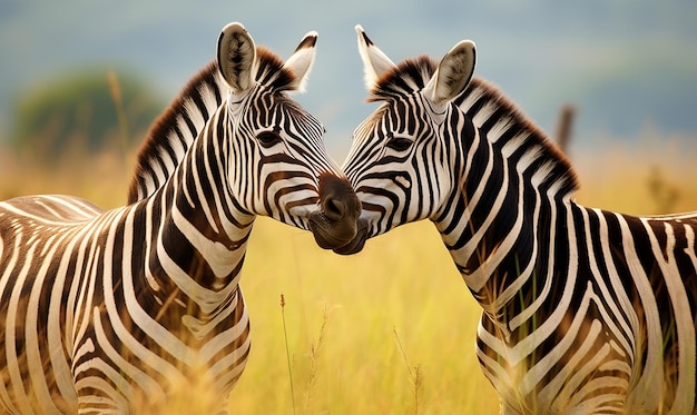 Zebra duo naast elkaar staan