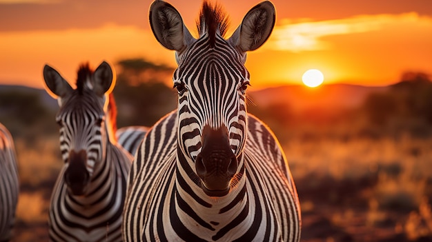 Photo zebra in field photo generative ai