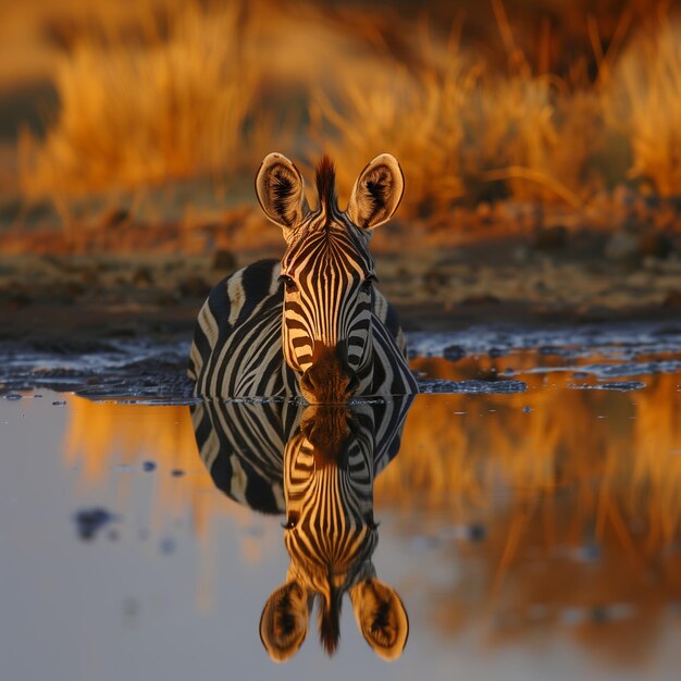 Photo zebra galloping in golden dust