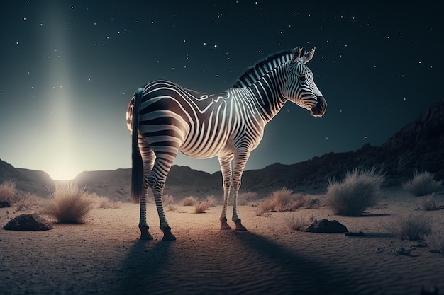 Zebra glowing animal beautiful stripes ai generated art