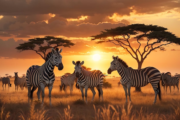 Photo zebra grazing