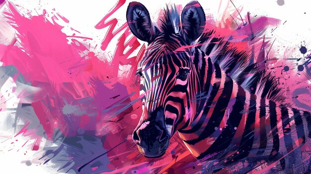 Zebra head on colorful grunge background