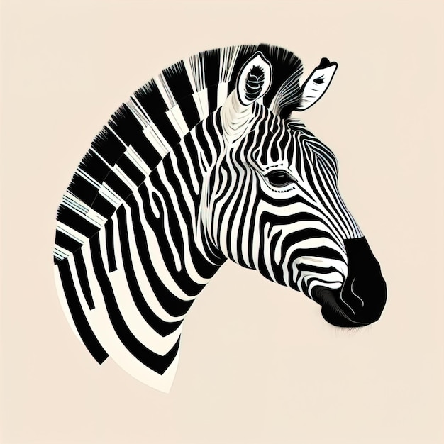 Foto testa di zebra isolata su sfondo bianco illustrazione vettoriale disegnata a mano ai generative