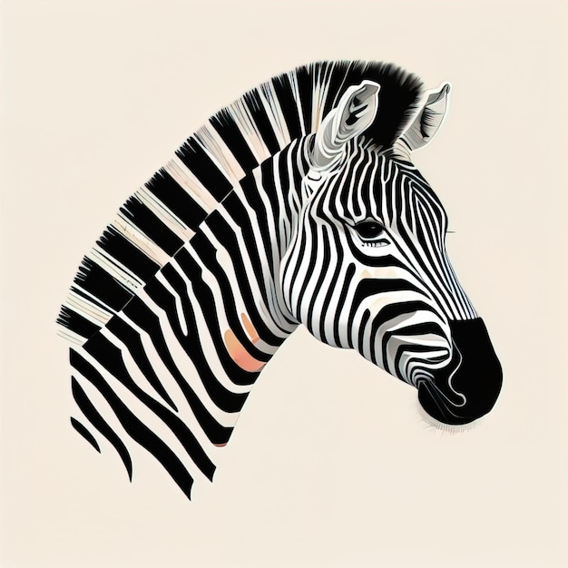 Zebra head isolated on white background hand drawn vector illustration ai generative