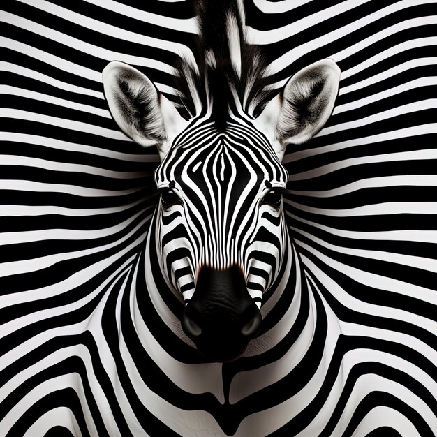 Foto una testa di zebra con il naso nero e le orecchie su di esso