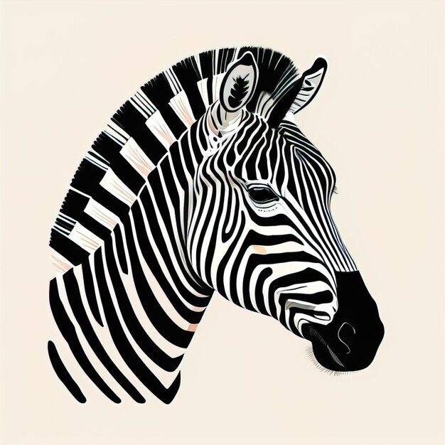 Zebra hoofd geïsoleerd op witte achtergrond Hand getekende vector illustratie ai generatieve