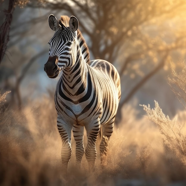 Zebra in natuurlijke habitat generatieve AI