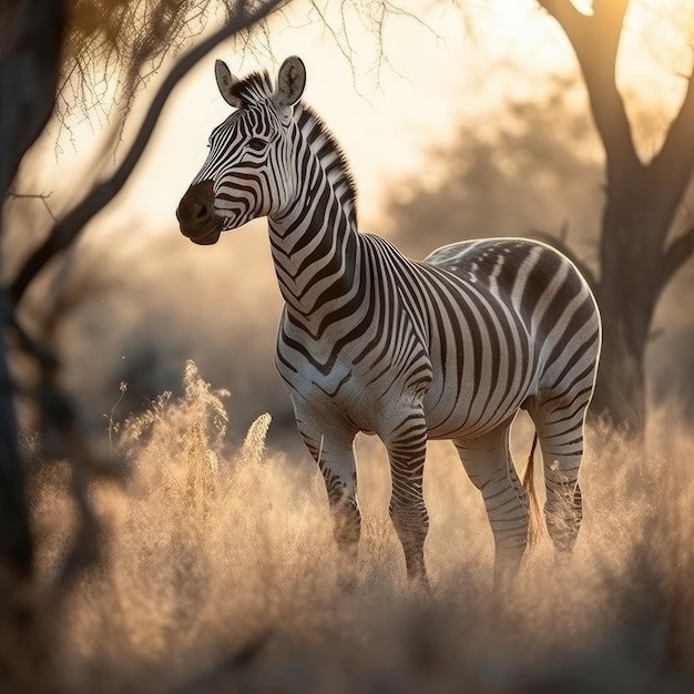 Zebra in natuurlijke habitat generatieve AI