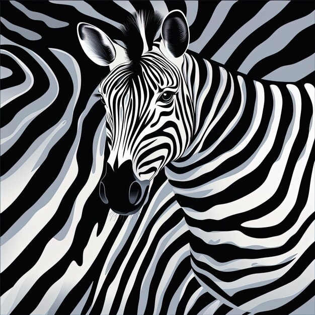 a zebra is shown in a black and white photo