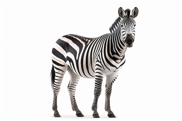 a zebra is shown in a white background with a black and white striped zebra