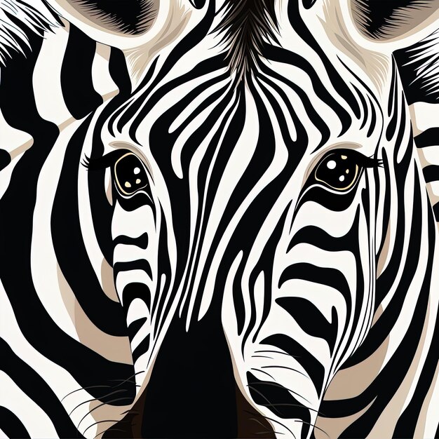 a zebra is shown with the eyes facing the camera
