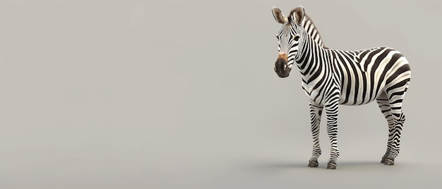 Zebra isolated on gray background