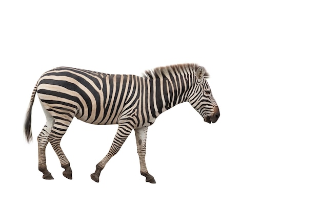 Photo zebra isolated on white background.