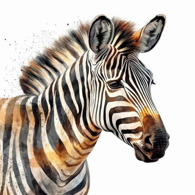 Zebra met een witte achtergrond en een generatieve ai met zwart-witte streep