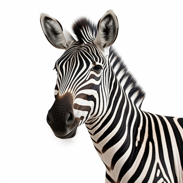 Zebra met witte achtergrond hoge kwaliteit ultra hd