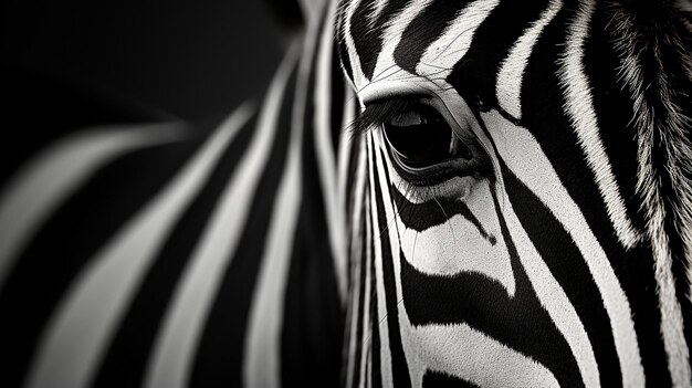 Photo zebra in monochrome shallow depth of field