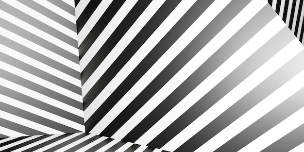 Zebra pattern background parallel lines diagonal background black and white 3D illustration