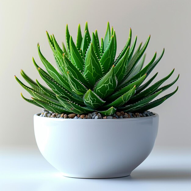 Zebra Plant Haworthiopsis attenuata in White Pot