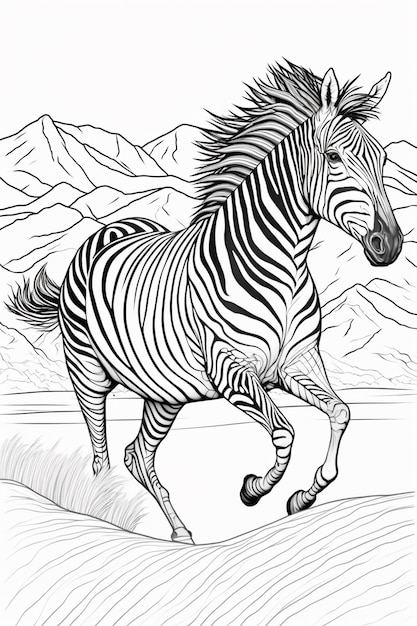 Zebra running in the wild.