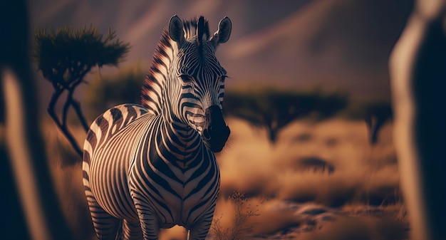 Zebra in the savannah photography of a zebra in africa Generative AI