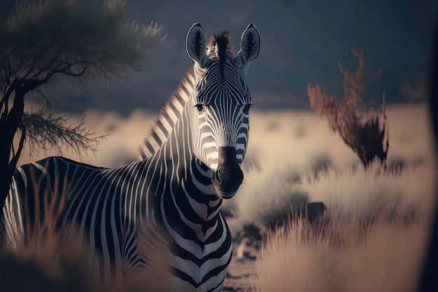 Zebra in the savannah photography of a zebra in africa Wildlife photography AIGenerated