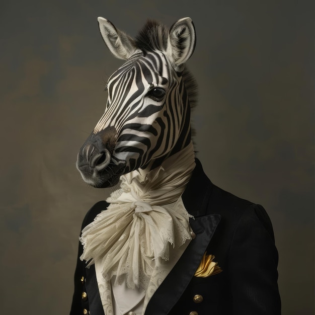 Foto zebra in un ascot di seta fashionabl