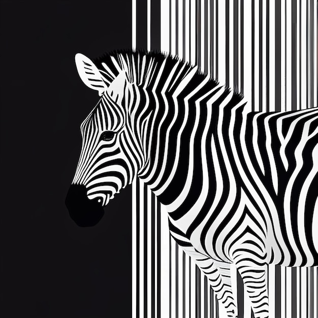 Zebra staat voor een streepjescode met een zwarte achtergrond generatieve ai