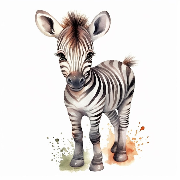 Zebra staat voor een witte achtergrond met een spetterend verfeffect generatieve ai